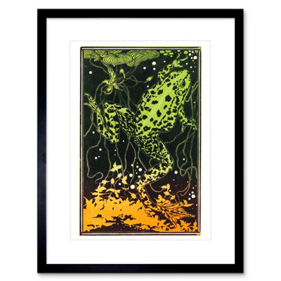 Artery8 Wall Art Print Swimming Frog Julie De Graag Art Framed 9X7 Inch from B&Q