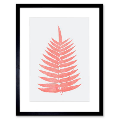 Artery8 Wall Art Print Living Coral Fern Art Black Framed 9X7 Inch from B&Q