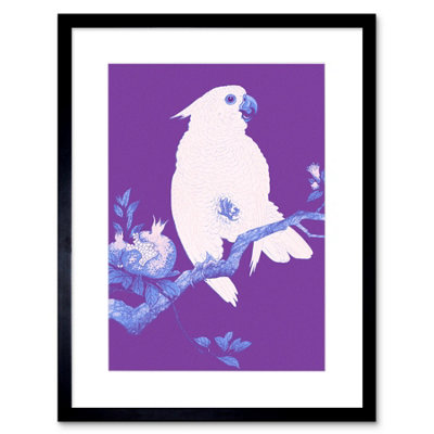 Artery8 Wall Art Print Purple Cockatoo By Ohara Koson Art Black Framed 9X7 Inch from B&Q