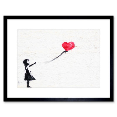 Artery8 Wall Art Print Banksy Balloon Girl Graffiti Art Black Framed 9X7 Inch from B&Q
