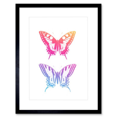Artery8 Wall Art Print Colourful Gradient Butterflies Art Black Framed 9X7 Inch from B&Q