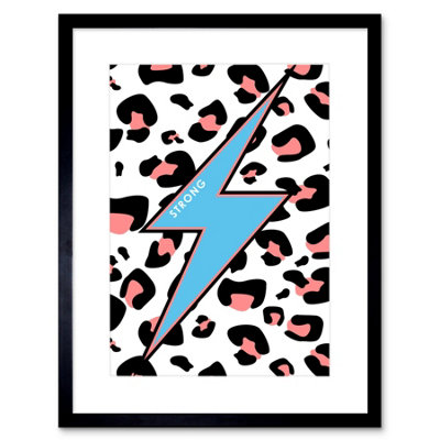 Artery8 Wall Art Print Leopard Coral And Blue Strong Reverse Art Black Framed 9X7 Inch from B&Q