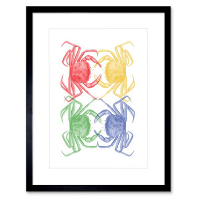 Artery8 Wall Art Print Pop Art Crab Art Black Framed 9X7 Inch from B&Q