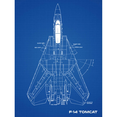 Artery8 Unframed Wall Art Grumman F-14 Tomcat Us Fighter Aicraft Blueprint Plan12X16 Inch from B&Q