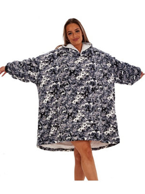 Wearable Hooded Fleece BlanketGrey CamoAdult from B&Q