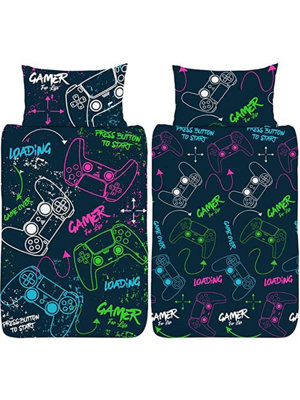 Gamer For Life Neon Single Duvet Cover Set from B&Q