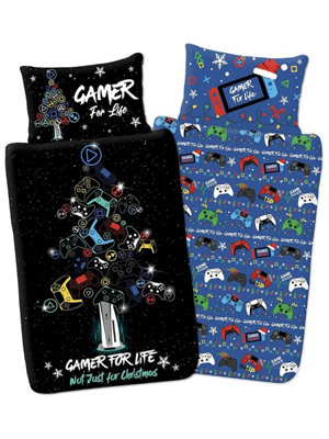 Gamer Single Duvet Cover - Gamer For Life Christmas Design - Reversible Bedding - Image 4