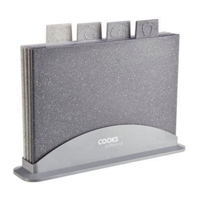Cooks Professional 4 Piece Granite Effect Chopping Board Set - Grey - Image 4