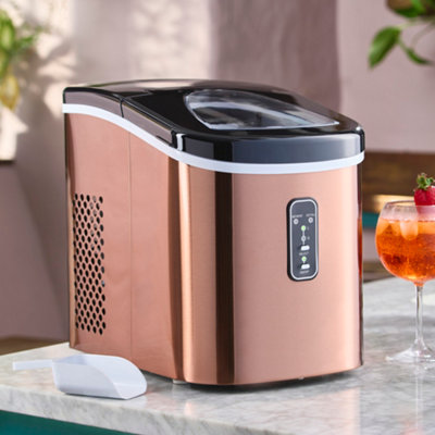 B&Q -  Ice Maker With Scoop & 2.2L TankCountertop Ice Cube MachineMakes 14Kg Per DayCopper