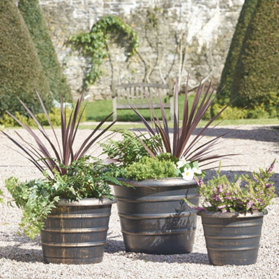 Garden Gear Antique Bronze Effect Bee Hive Plastic Garden Planters 3 Pack from B&Q