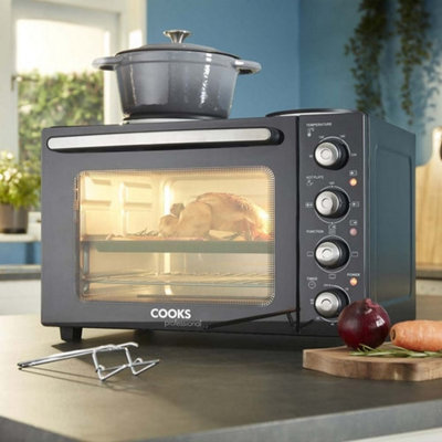 Cooks Professional G4742 Mini Oven - 34L Capacity - Silver - Two Hot Plates - Image 5