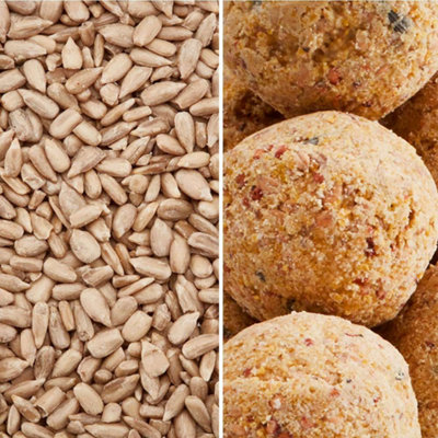 B&Q -  Happy Beaks Premium Wild Bird Food Sunflower Seeds Hearts & Suet Fat Balls No Mess High Energy Feed (High Energy Feed 39Kg)