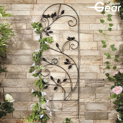 Garden Gear 1.2 Metre Metal Plant Support, Decorative Design For Borders, Flowerbeds, Plant Pots & Pathways (3 X Leaves Metal Plant Support)