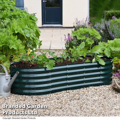 Garden Gear Galvanised Metal Raised Vegetable Flower Planter Trough Grow Bed Box Outdoor Herb Garden In Hunter (X1) Green