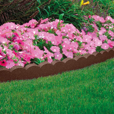 Garden Gear Flexi Curve Border Scallop Flexible Edging Stone Effect Eco Friendly Recycled Rubber Small Brick Edging (Earth X4) from B&Q