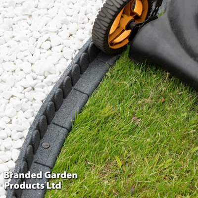 B&Q Grey Garden Gear Lawnmower Friendly Flexi-Edge Border Curve Edging Stone Effect Eco Friendly Earth Coloured Recycled Rubber ( X4)