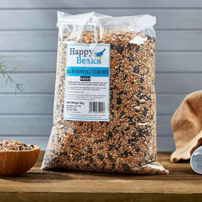 B&Q -  Happy Beaks All Seasons Wild Bird Food Seed Mix High Energy Premium Feed For Wild Birds (14Kg)