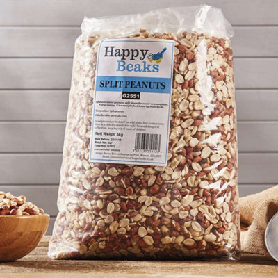 B&Q -  Peanut Splits Bird Feed Premium Grade Aflatoxin Tested Wild Bird Food By Happy Beaks (28Kg)