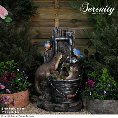 Garden Gear Serenity Otters And Kingfishers Water Feature Led Lighting Self Contained from B&Q
