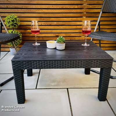 Garden Gear Black Rattan Effect Side Coffee Table Outdoor Patio Set from B&Q