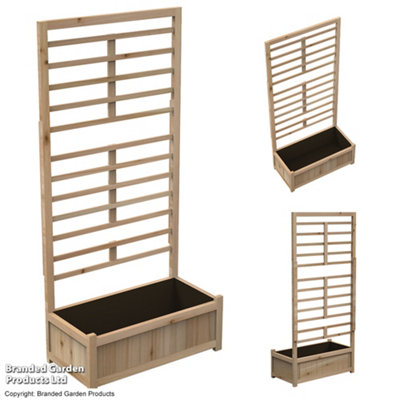 Garden Gear Raised Wooden Planter & Climbing Trellis 170Cm Height Durable Fir Garden Bed For ClimbersFlowersVeg (Natural) from B&Q