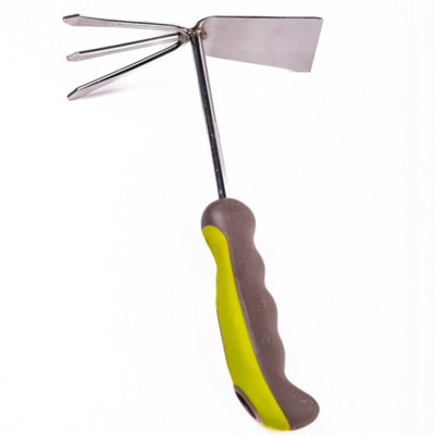 Garden Gear Stainless Steel Hand Hoe & Rake For Gardening, Ergonomic Handle