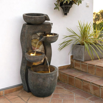 Garden Gear Serenity Tiered Autumn Falls Water Feature Led Lights Outdoor Garden Fountain Polyresin Cascading Waterfall 5M Cable from B&Q