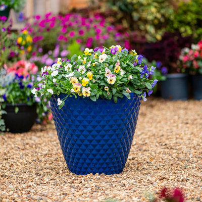 B&Q -  Diamond Planter Aegean Blue (D39.5 X H35Cm)