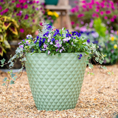 B&Q -  Diamond Planter Sage Green (D39.5 X H35Cm)