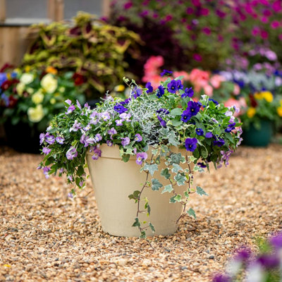 B&Q -  Lindos Glazed Effect Planter Stone (D33 X H25.5Cm)