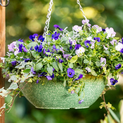 B&Q -  Glazed Effect 35Cm Hanging Basket Sage Green