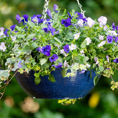 B&Q -  Glazed Effect 35Cm Hanging Basket Ocean Blue