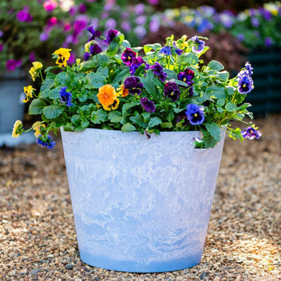 B&Q -  Caesar Planter Marble Effect Sky Blue (30.5Cm)
