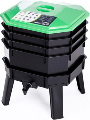 Garden Gear Worm Composter 4 Tier Vermicompost Bin With Tap And Worm Tea Reservoir Indoor Outdoor Kitchen Waste Recycling