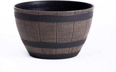 Garden Gear Wooden Barrel Effect Curved Planter Medium (D40 X H25Cm) from B&Q