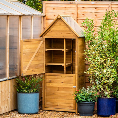 Garden Gear Sentry Storage Cabinet Wooden Outdoor Garden Shed With 4 Shelves Double Lockable Doors Galvanised Apex Roof from B&Q
