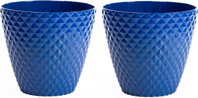 B&Q -  Diamond Planter Aegean Blue (D39.5 X H35Cm) X 2