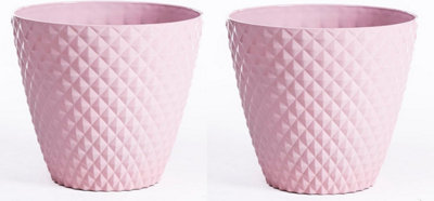 B&Q -  Diamond Planter Powder Pink (D39.5 X H35Cm) X 2
