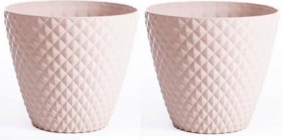 B&Q -  Diamond Planter Stone Ivory (D39.5 X H35Cm) X 2