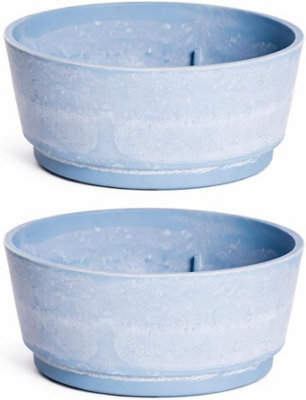 B&Q -  Caesar Marble Effect Sky Blue Bowl (34.5Cm) X 2