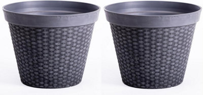 Garden Gear Wicker Design Planter (D40 X H30Cm) X 2 from B&Q