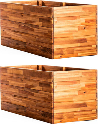Garden Gear Acacia Large Rectangle Planter (98X45.5X42.5Cm) X 2 from B&Q
