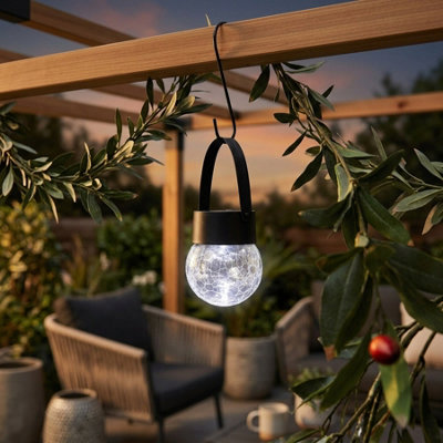 Lunaria Solar Hanging Glass Crackle Ball Light from B&Q