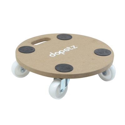 B&Q -  Round Dolly Trolley With 4 Swivel Castors 250Kg Heavy-Duty Furniture Movers For Heavy Items Wooden Platform With Grip Pads