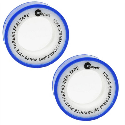 B&Q -   Ptfe Tape Plumbers Tape To Stop LeaksTeflon Tape12mm X 12M Plumbing White Sealant Tape Leak-Free 2 Rolls