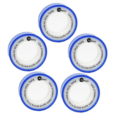 B&Q -   Ptfe Tape Plumbers Tape To Stop LeaksTeflon Tape12mm X 12M Plumbing White Sealant Tape Leak-Free 5 Rolls