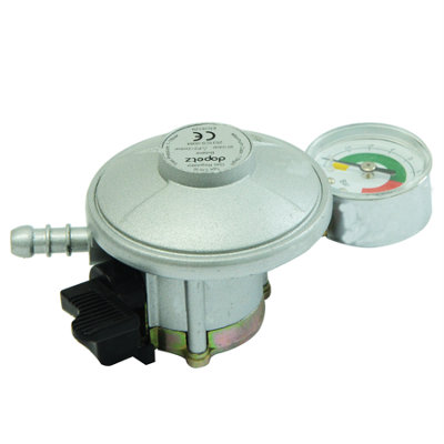 B&Q -   Clip On Gas Regulator With Gauge 30Mbar Fits Calor And Flogas 21mm Caravan Motorhome Gas Bottles 7Kg Outdoor Use Camping