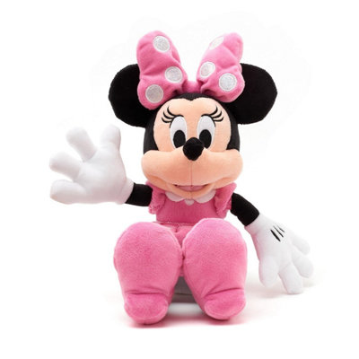  - Disney Store Small Cuddly Toy Minnie Mouse 33 Cm / 12 InchesCult Figure Pink Polka Dot Dress With Bow And Embroidered Facial