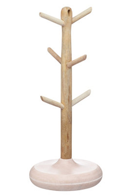 Kitchencraft Mango Wood Serenity Mug Tree With Potted Feet And Pink Marble Base from B&Q