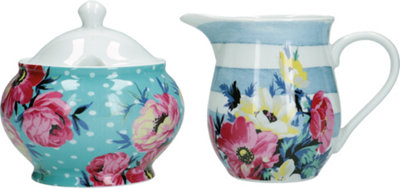 B&Q -  Clovelly Porcelain Sugar Bowl And Creamer Set